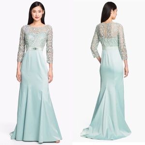 Adrianna Papell Embellished Trumpet Gown Mist
